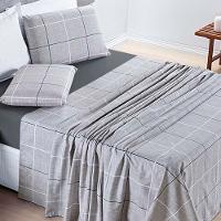 Jogo De Lençol Júlia Casal 4 Peças Micropercal 200 Fios - Dallas Quadriculado - 100% Poliéster - 1