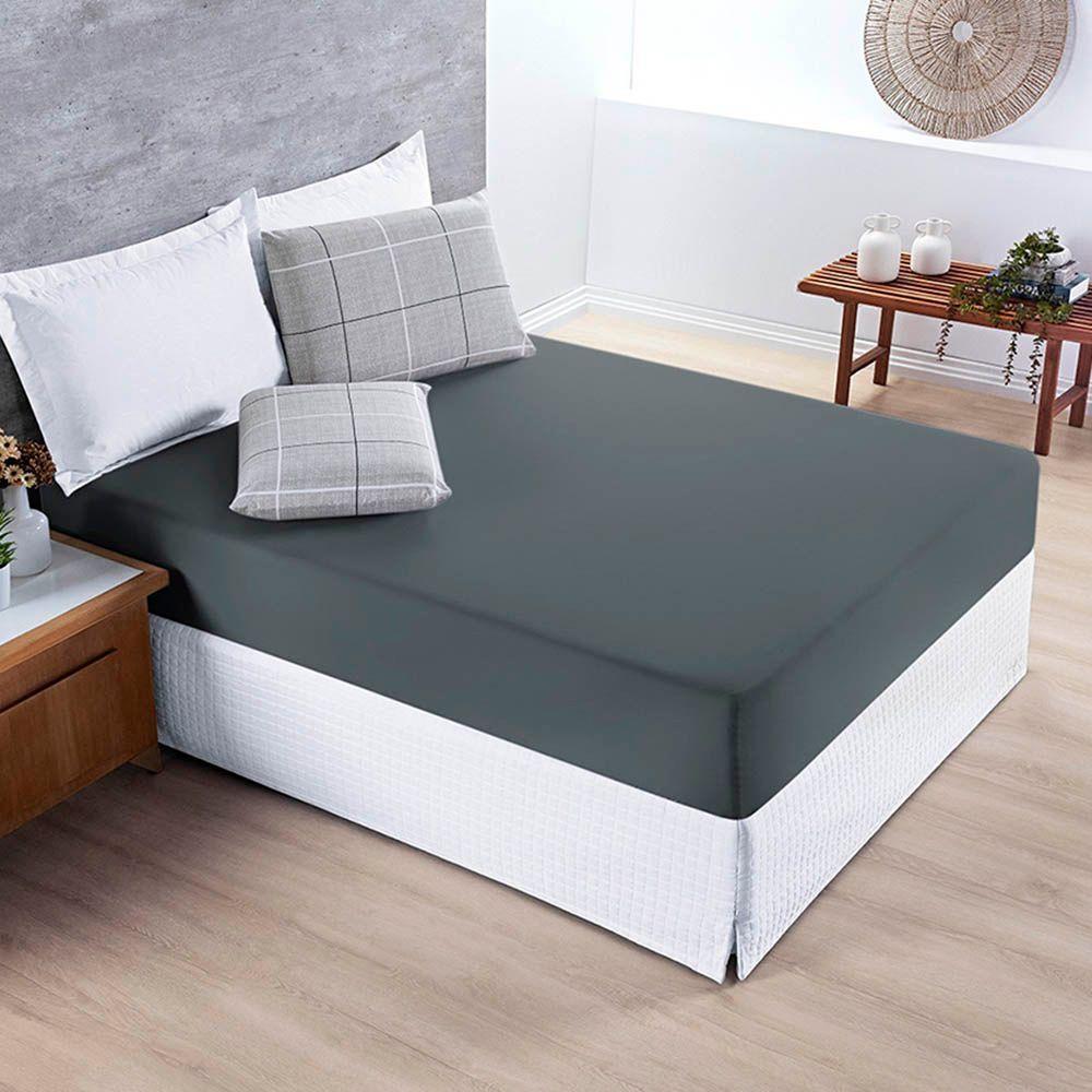 Jogo De Lençol Júlia Solteiro 2 Peças Micropercal 200 Fios - Dallas Quadriculado - 100% Poliéster - 1