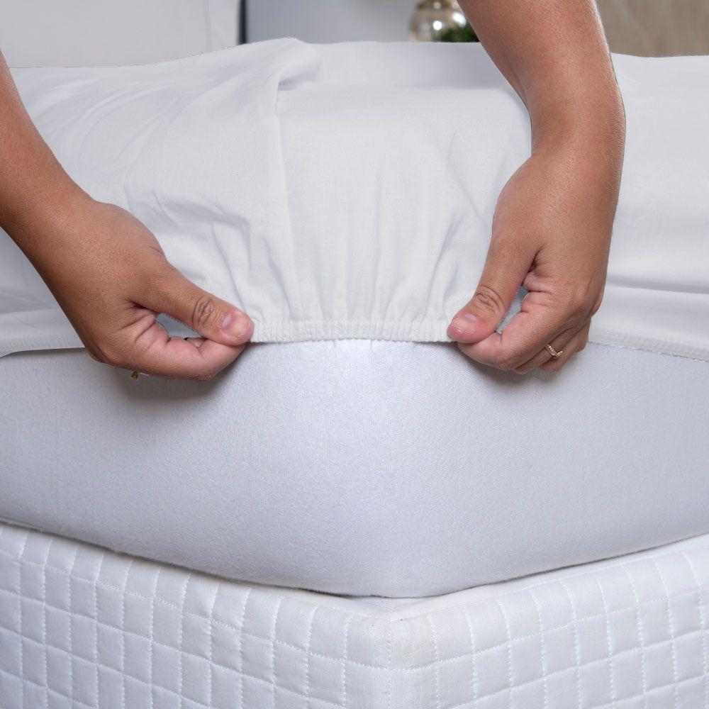 Jogo De Lençol Usual King 3 Peças Percal 180 Fios - Branco - 80% Poliéster- 20% Algodão - 5