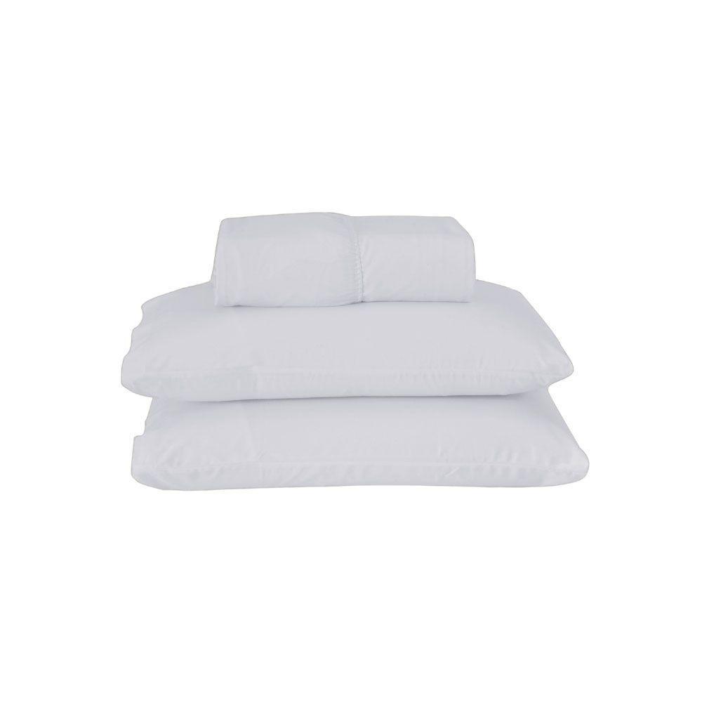 Jogo De Lençol Usual Queen 3 Peças Percal 180 Fios - Branco - 80% Poliéster- 20% Algodão - 1