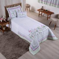 Kit Edredom Juvenil Solteiro 04 Peças Estampado 300 Fios - Jardim - 100% Poliéster - 1