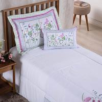 Kit Edredom Juvenil Solteiro 04 Peças Estampado 300 Fios - Jardim - 100% Poliéster - 2