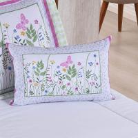 Kit Edredom Juvenil Solteiro 04 Peças Estampado 300 Fios - Jardim - 100% Poliéster