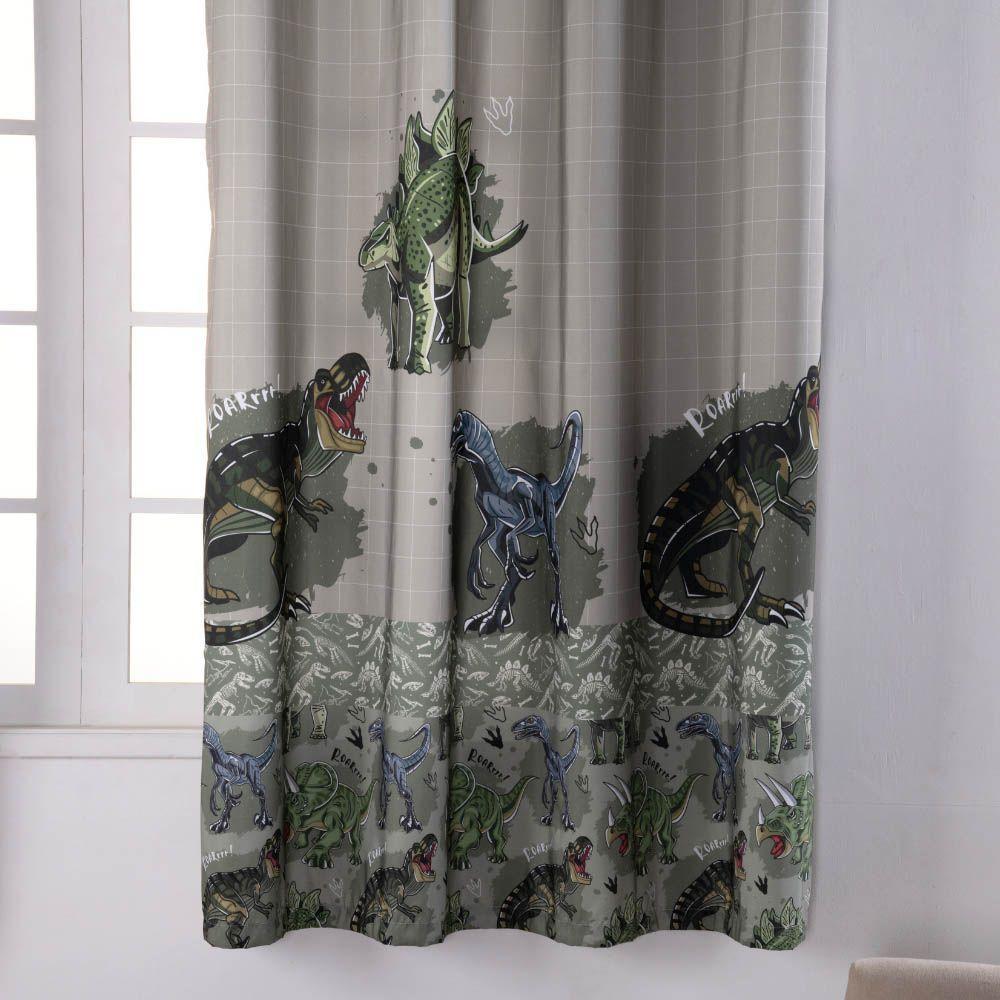 Cortina Juvenil Boy Estampada 2,00m Largura X 1,50m Altura - Dinossauro - 100% Poliéster - 2