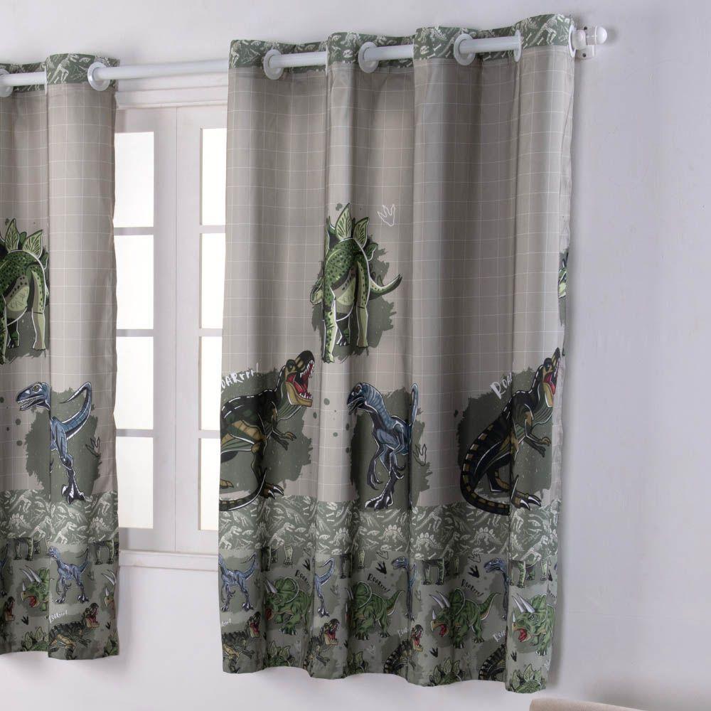 Cortina Juvenil Boy Estampada 2,00m Largura X 1,50m Altura - Dinossauro - 100% Poliéster - 4