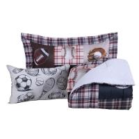 Kit Edredom Juvenil Solteiro 04 Peças Estampado 300 Fios - Esportes - 100% Poliéster - 5