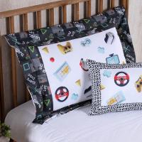 Kit Edredom Juvenil Solteiro 04 Peças Estampado 300 Fios - Games - 100% Poliéster - 3