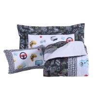 Kit Edredom Juvenil Solteiro 04 Peças Estampado 300 Fios - Games - 100% Poliéster - 5