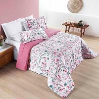 Kit Edredom Júlia Super King 3 Peças Dupla Face Micropercal 200 Fios Floral - Bothanica - 100% Poliéster - 2