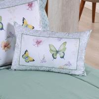 Kit Edredom Juvenil Solteiro 04 Peças Estampado 300 Fios - Borboleta - 100% Poliéster
