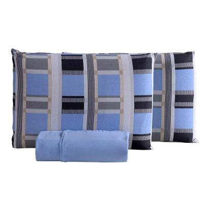 Jogo De Lençol Luar Casal 3 Peças Malha 100% Algodão Estampado - Xadrez Azul