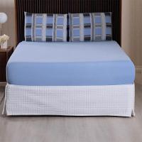 Jogo De Lençol Luar Casal 3 Peças Malha 100% Algodão Estampado - Xadrez Azul - 2