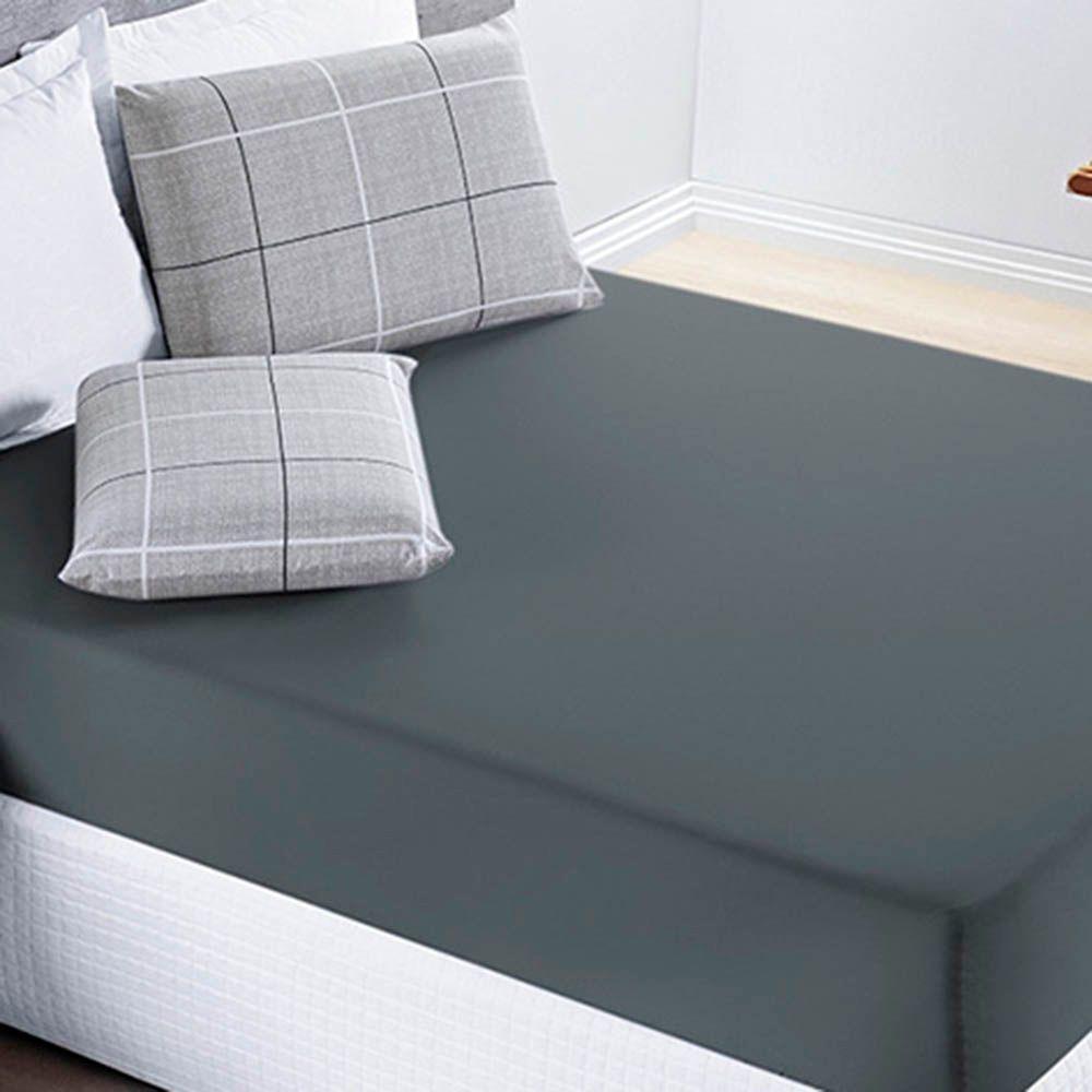 Jogo De Lençol Júlia King 3 Peças Micropercal 200 Fios - Dallas Quadriculado - 100% Poliéster - 2