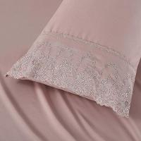 Jogo De Lençol Lummi Queen 4 Peças Percal 300 Fios Bordado Inglês Macio - Malva - 100% Poliéster - 3