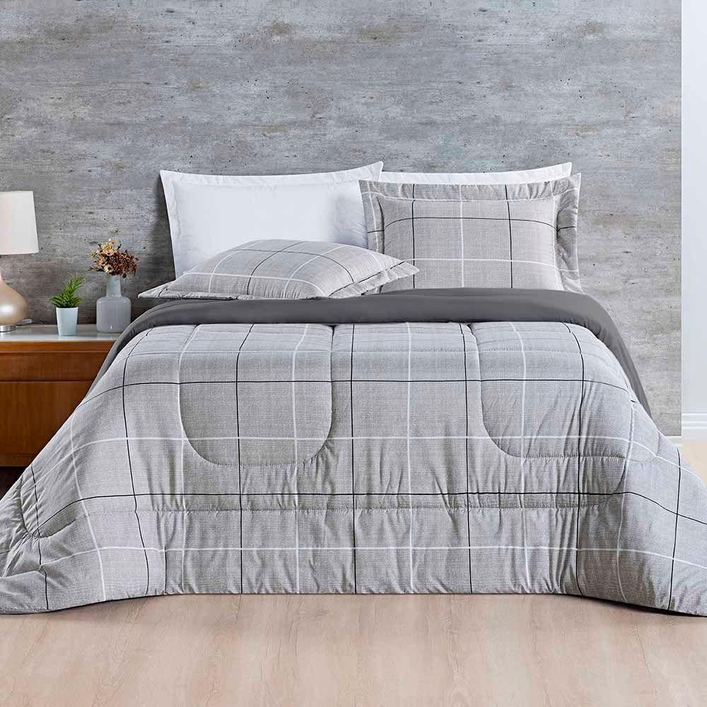 Kit Edredom Júlia Queen 3 Peças Dupla Face Micropercal 200 Fios - Dallas - 100% Poliéster - 1