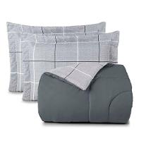 Kit Edredom Júlia Queen 3 Peças Dupla Face Micropercal 200 Fios - Dallas - 100% Poliéster - 5