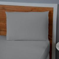 Jogo De Lençol Usual Solteiro 2 Peças Percal 180 Fios - Cinza - 80% Poliéster- 20% Algodão - 3