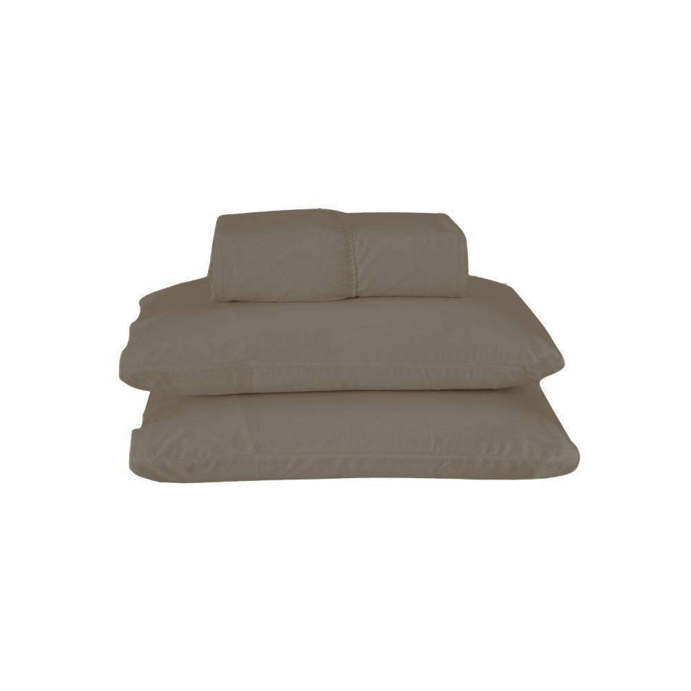 Jogo De Lençol Usual Casal 3 Peças Percal 180 Fios - Marrom - 80% Poliéster- 20% Algodão - 1