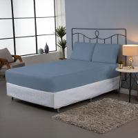 Jogo De Lençol Usual King 3 Peças Percal 180 Fios - Azul Escuro - 80% Poliéster- 20% Algodão - 2