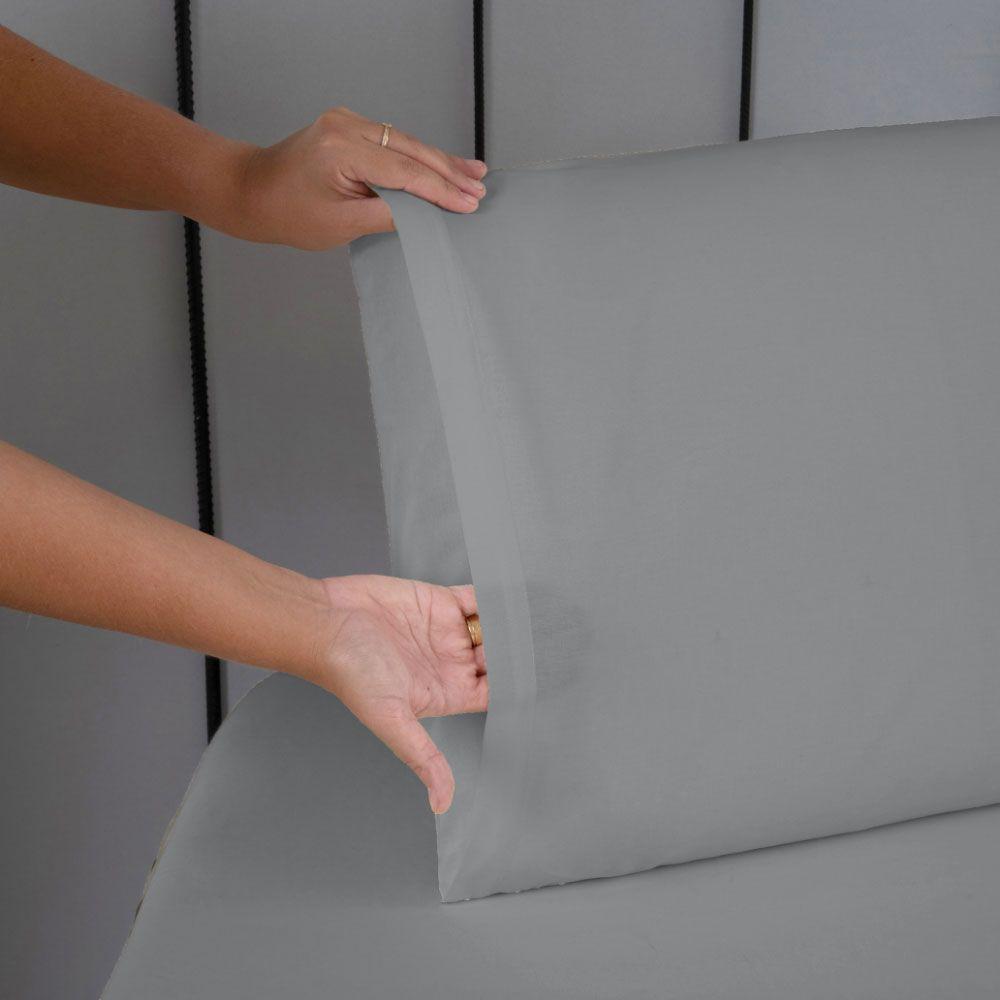 Jogo De Lençol Usual Casal 3 Peças Percal 180 Fios - Cinza - 80% Poliéster- 20% Algodão - 4