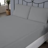 Jogo De Lençol Usual Queen 3 Peças Percal 180 Fios - Cinza - 80% Poliéster- 20% Algodão - 3