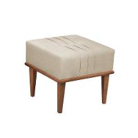 Conjunto - 2 Puffs Banqueta Maya Luxo Castellar Móbile Linho Bege Claro