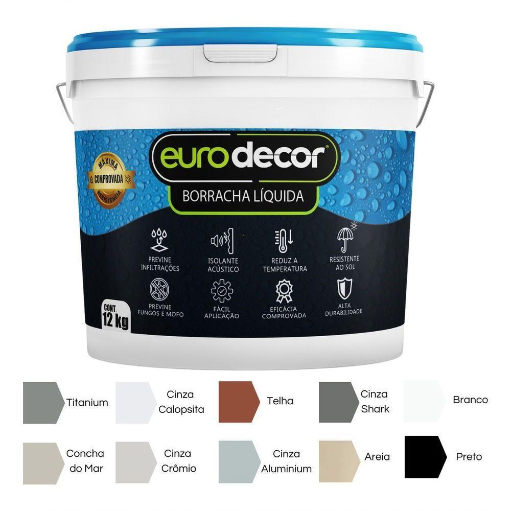 Borracha Liquida 12kg Flexível Solução Mofo Impermeabilização Acabamento Acetinado Cinza Crômio - 2