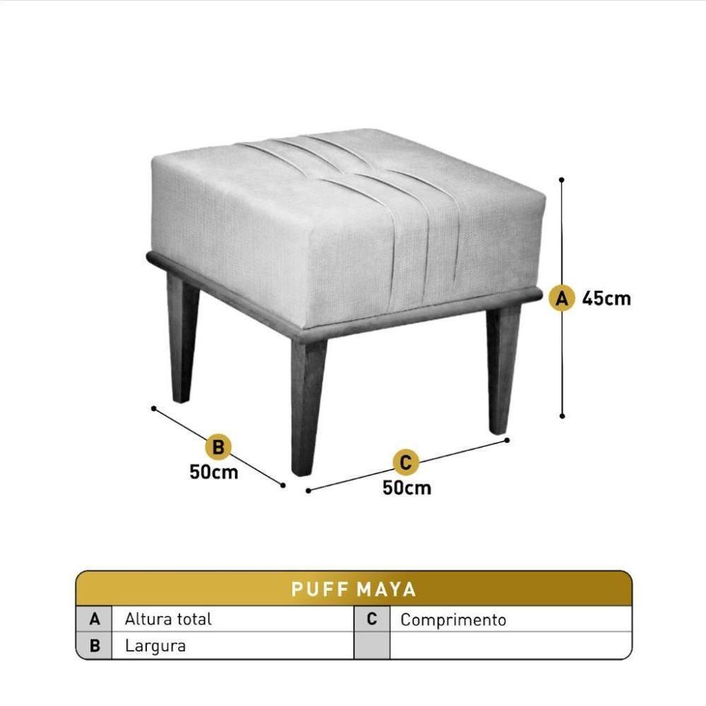Conjunto - 2 Puffs Banqueta Maya Luxo Castellar Móbile Corino Preto - 3