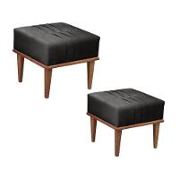Conjunto - 2 Puffs Banqueta Maya Luxo Castellar Móbile Corino Preto - 1