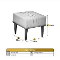 Conjunto - 2 Puffs Banqueta Maya Luxo Castellar Móbile Corino Preto - 3