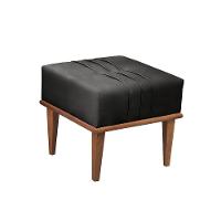 Conjunto - 2 Puffs Banqueta Maya Luxo Castellar Móbile Corino Preto