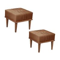 Conjunto - 2 Puffs Banqueta Maya Luxo Castellar Móbile Corino Caramelo - 1