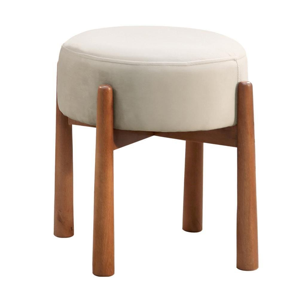 Conjunto - 2 Puffs Banqueta Lotus Luxo Castellar Móbile Veludo Bege Claro - 4