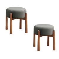 Conjunto - 2 Puffs Banqueta Lotus Luxo Castellar Móbile Linho Cinza - 1