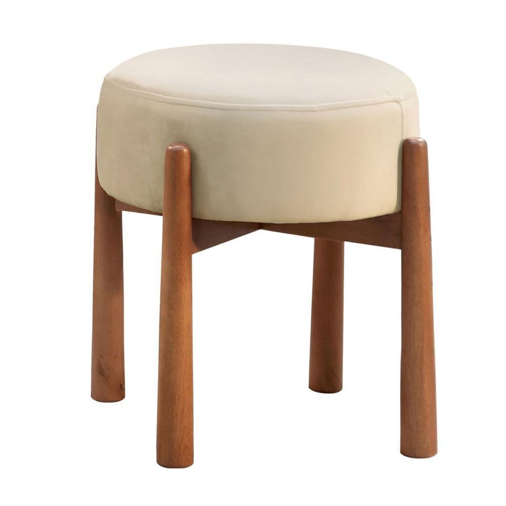 Conjunto - 2 Puffs Banqueta Lotus Luxo Castellar Móbile Linho Bege Claro - 4