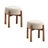 Conjunto - 2 Puffs Banqueta Lotus Luxo Castellar Móbile Linho Bege Claro - 1