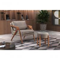 Conjunto - 2 Puffs Banqueta Lotus Luxo Castellar Móbile Linho Cappuccino - 5