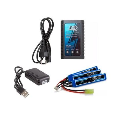 Bateria Airsoft Lipo 11.1v-3s 1100mah 20c-40c + Carregadores