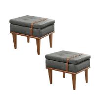 Conjunto - 2 Puffs Banqueta Londres Luxo Castellar Móbile Linho Cinza - 1