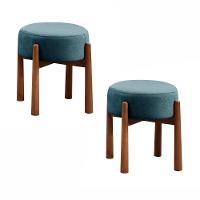 Conjunto - 2 Puffs Banqueta Lotus Luxo Castellar Móbile Linho Azul - 1