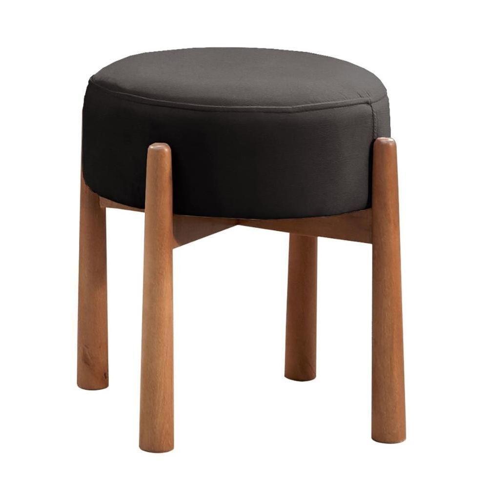 Conjunto - 2 Puffs Banqueta Lotus Luxo Castellar Móbile Corino Preto - 4