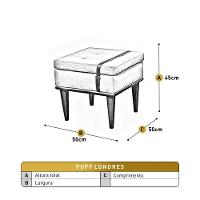 Conjunto - 2 Puffs Banqueta Londres Luxo Castellar Móbile Corino Preto - 5