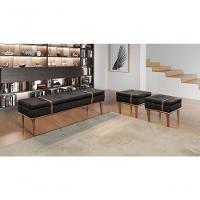 Conjunto - 2 Puffs Banqueta Londres Luxo Castellar Móbile Corino Preto - 8