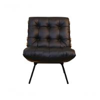 Poltrona E Puff Giratórios De Couro Costela Wood Light Blue - 3