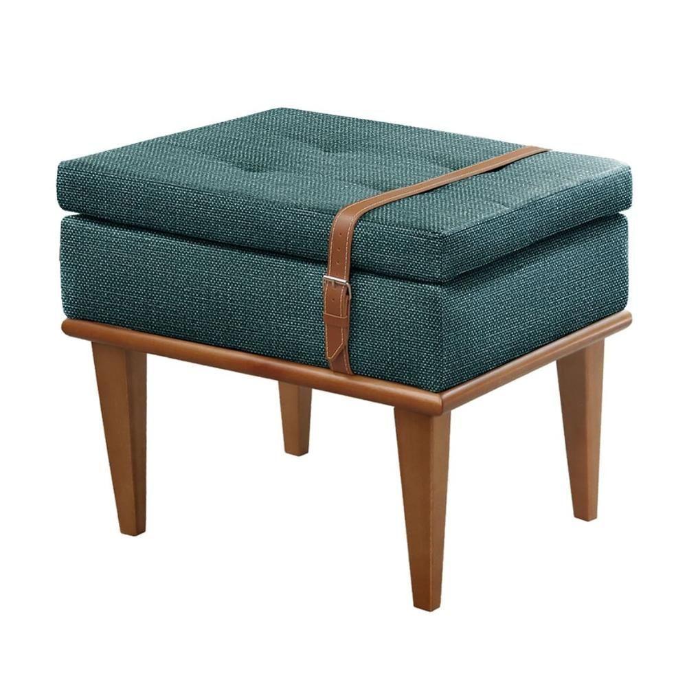 Conjunto - 2 Puffs Banqueta Londres Luxo Castellar Móbile Linho Azul - 4