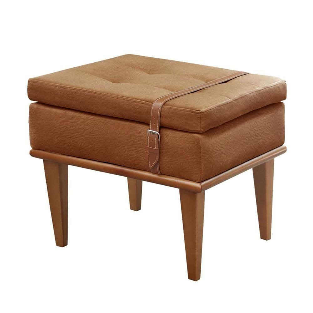 Conjunto - 2 Puffs Banqueta Londres Luxo Castellar Móbile Corino Caramelo - 4