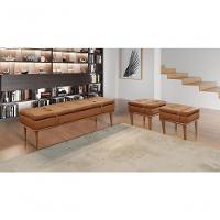 Conjunto - 2 Puffs Banqueta Londres Luxo Castellar Móbile Corino Caramelo - 5