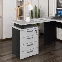 Gaveteiro De Escritório Com Tampo Auxiliar 90cm Com Chave 4 Gavetas Multimóveis Cr25300 Cinza Preto - 1