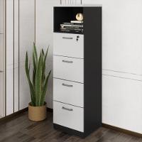Armário De Escritório Para Arquivos 46,5cm 4 Gavetas Multimóveis Cr25295 Cinza Preto - 1