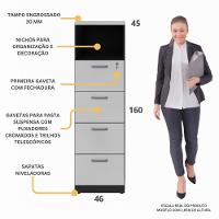 Armário De Escritório Para Arquivos 46,5cm 4 Gavetas Multimóveis Cr25295 Cinza Preto - 3